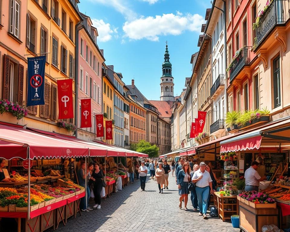 Bunte Straßen und Märkte in Nancy, Frankreich