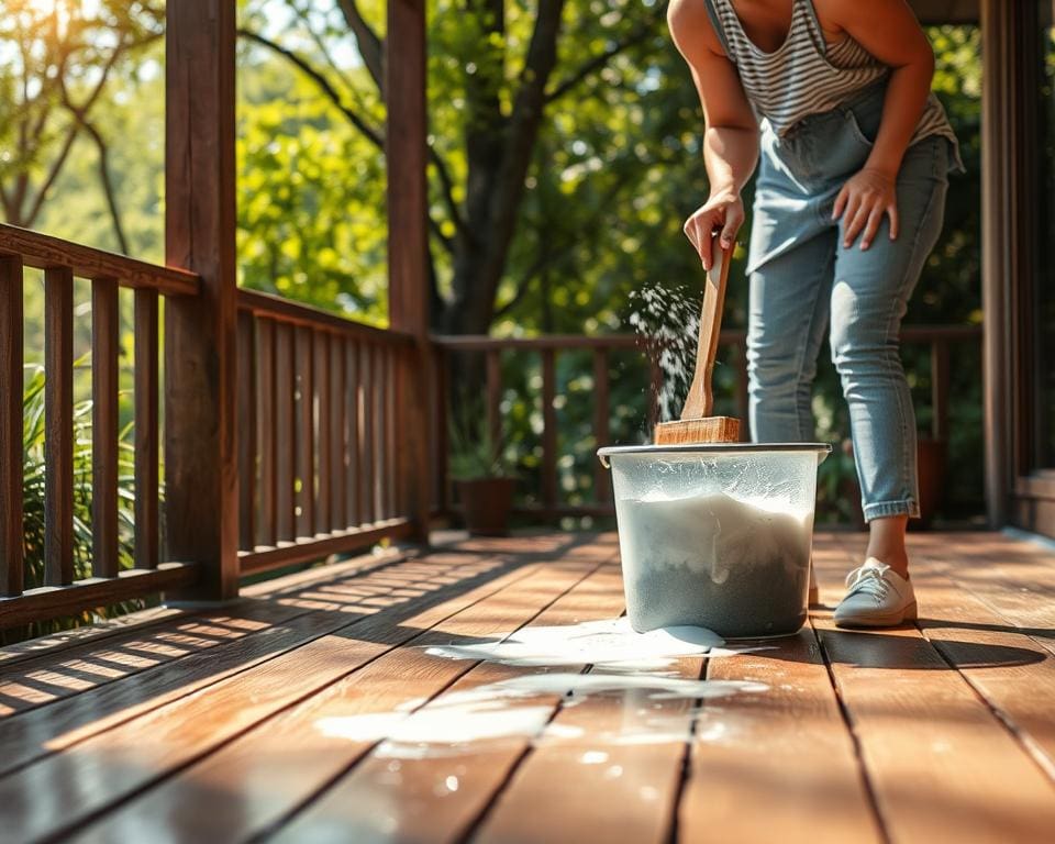 Holzterrasse reinigen