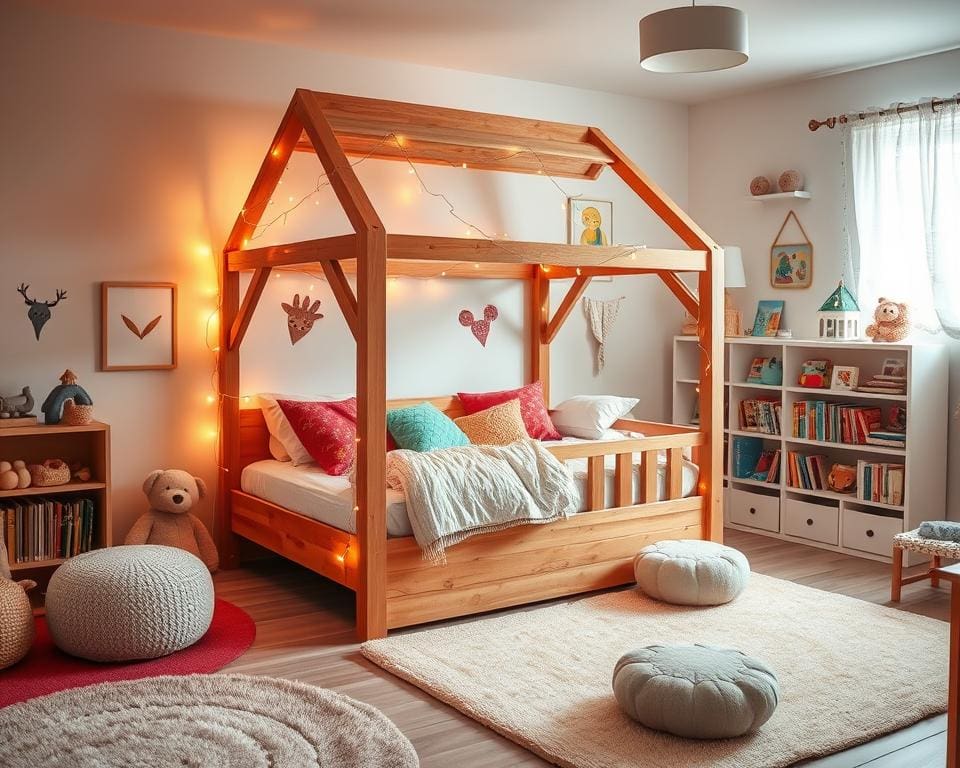 Kinderzimmer dekorieren mit Hausbett