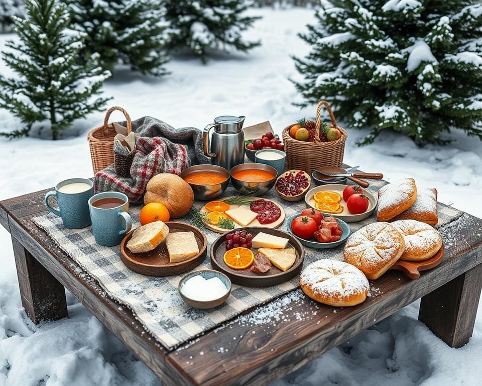 Essen für Winter Picknick