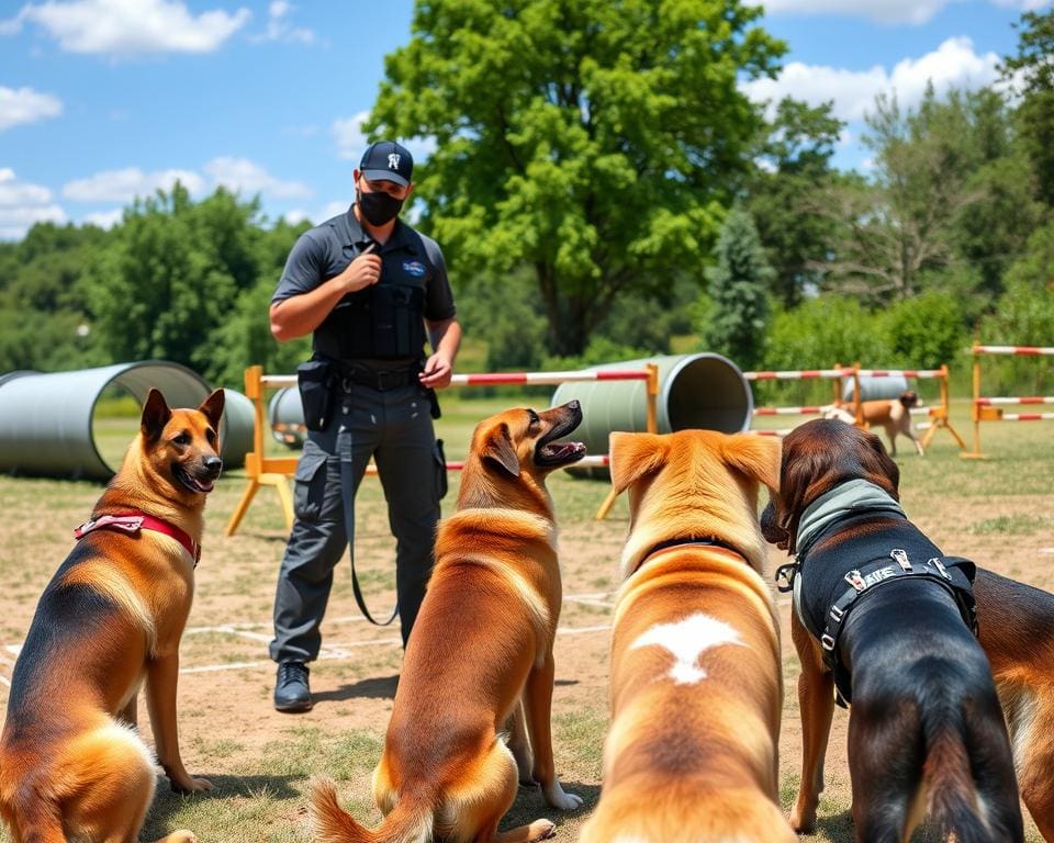 Rettungshundetrainer in der Hundeausbildung für Notfallhunde