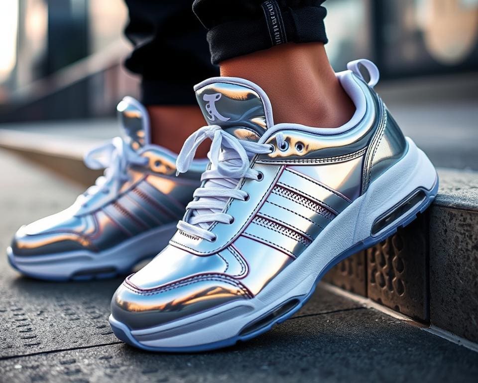 Sneaker mit Metallic-Akzenten: Ein glänzender Auftritt