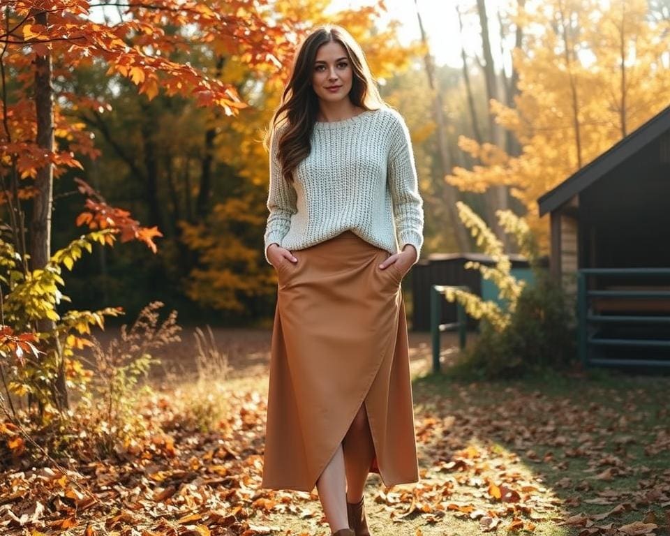 Herbstmode mit Wickelröcken und Strickpullovern