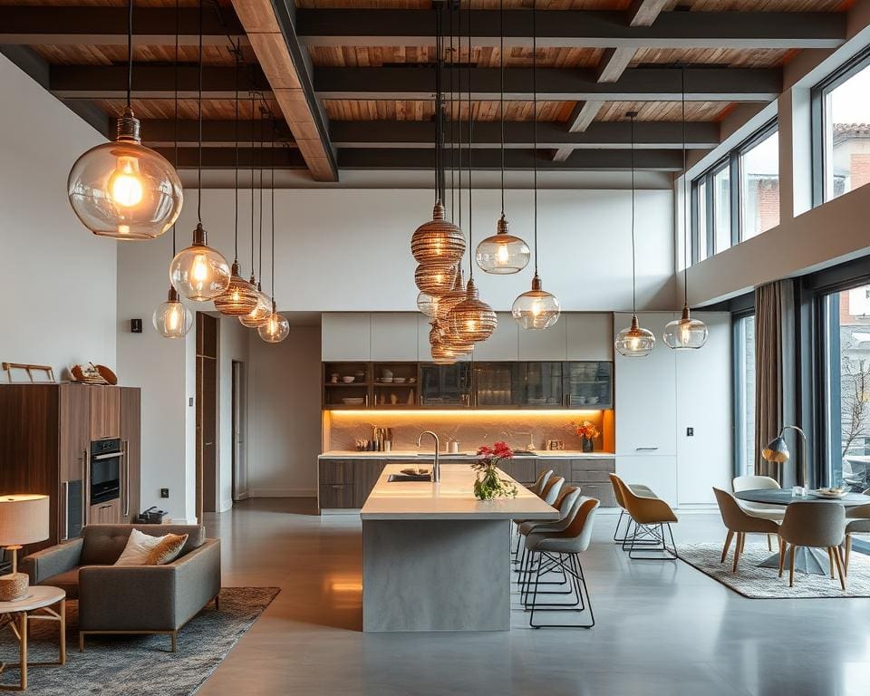 Moderne Pendelleuchten für offene Küchen