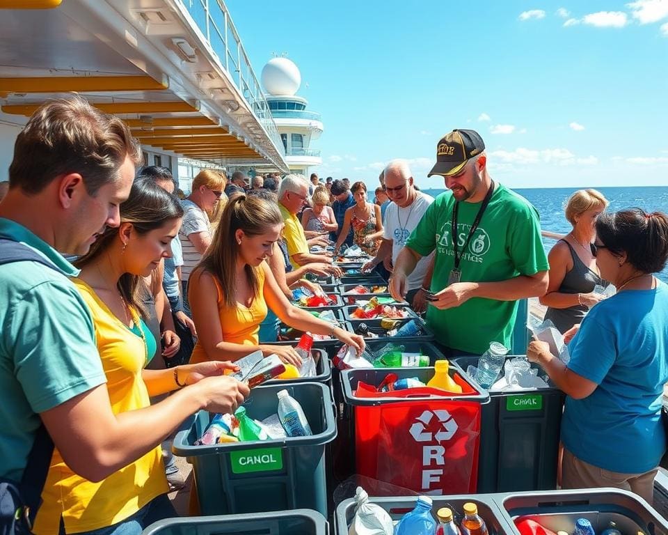 Passagiere beim Recycling