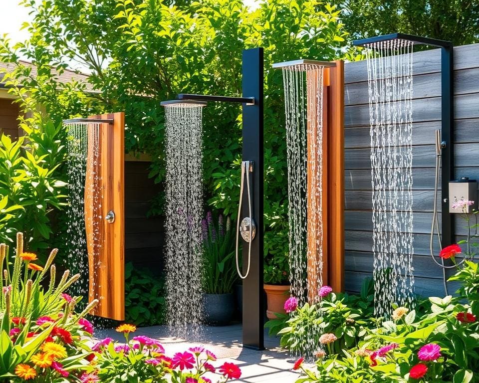 Vielfalt der Designs und Modelle von Gartenduschen