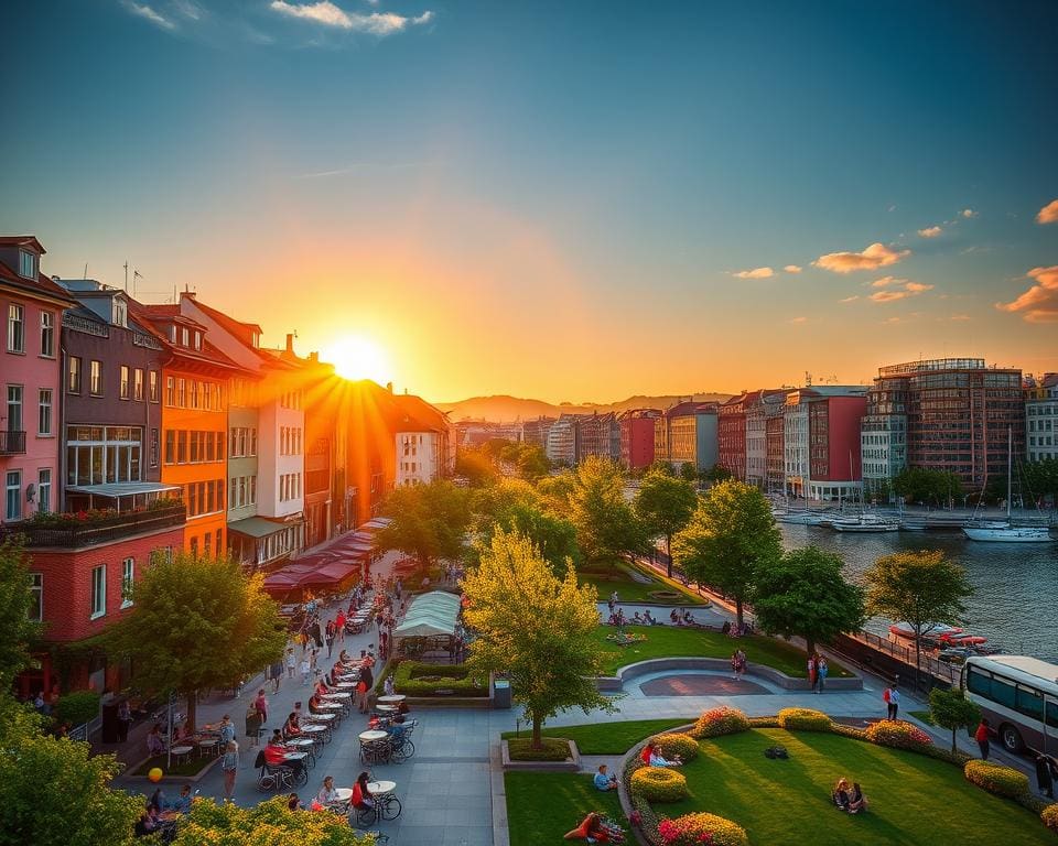 Mitternachtssonne in Oslo führt zu lebhaftem Stadtleben im Sommer