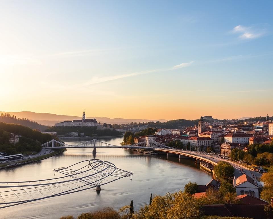 Sehenswürdigkeiten in Bratislava mit Blick auf die Donau