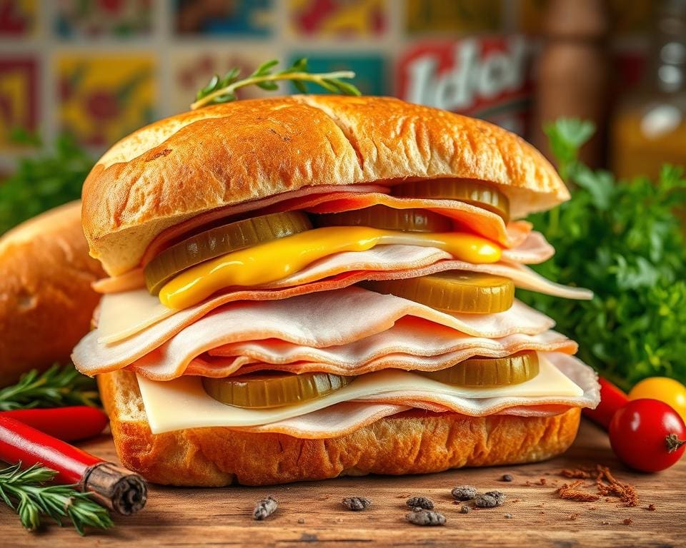 Zutaten für ein traditionelles kubanisches Sandwich