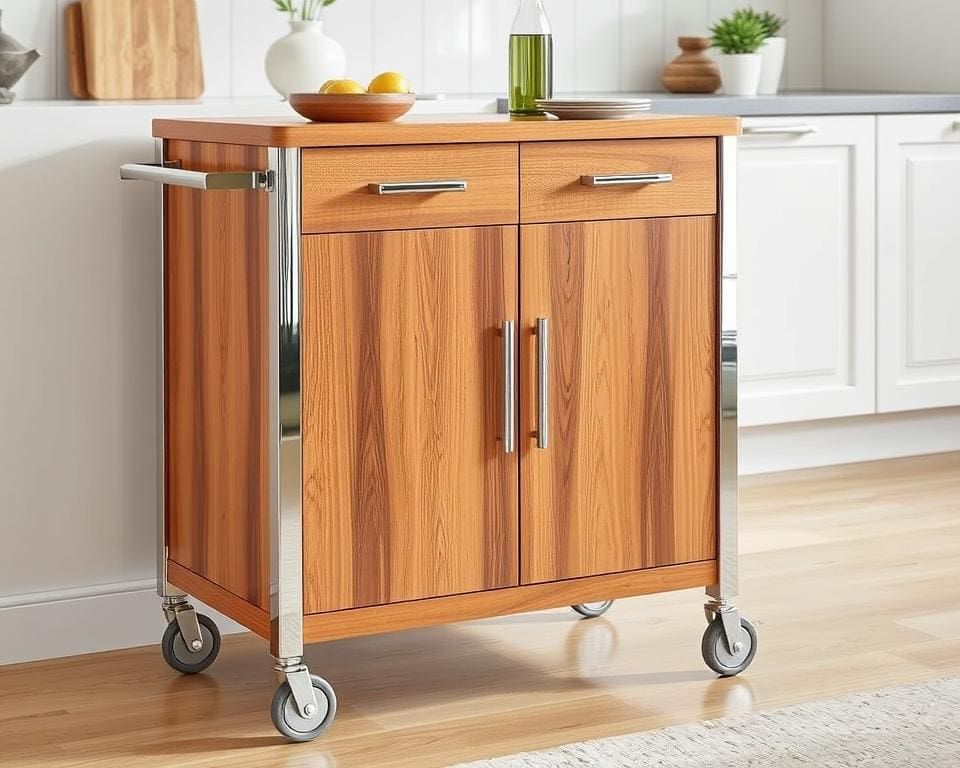 Moderne Küchenwagen aus Holz und Metall
