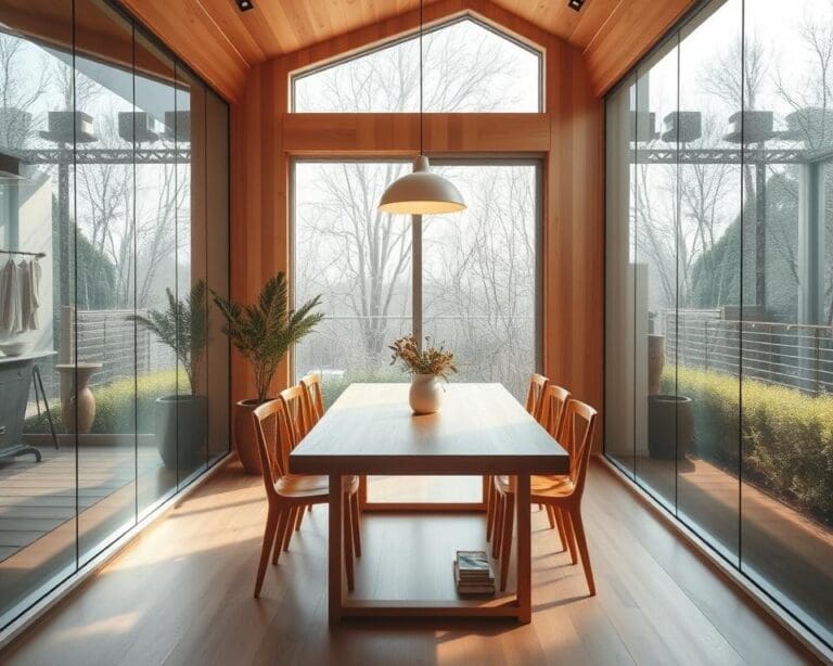 Wie kombinierst du Holz und Glas im Esszimmer?