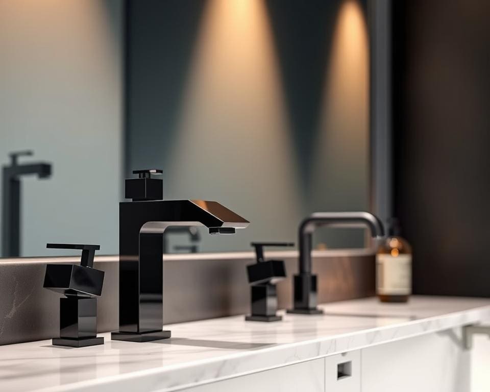 Stilvolle Badarmaturen in Schwarz